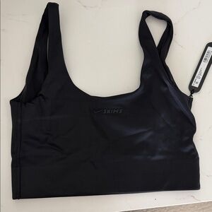 SKIMS x Nike Black Scoop Neck Longline Bra